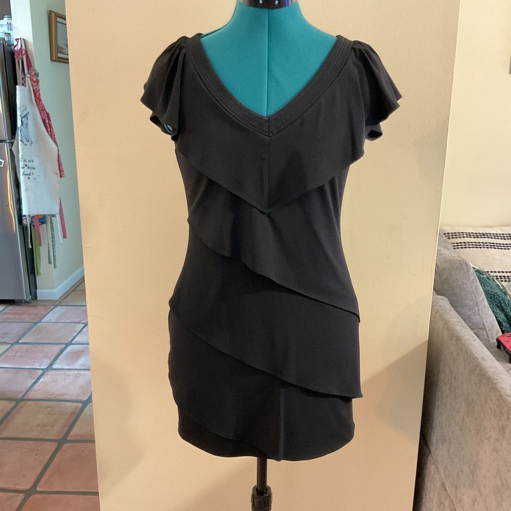 White House Black Market V-Neck Black Dress